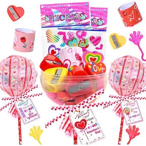 Waipfaru 24 Pack Valentines Day Gifts, Valentine's Day Cards for Students, Lollipop-Shaped Stationery Set with Pencils Stickers Erasers Sharpener for Boys Girls School Classroom Exchange Party Favors in Kuwait