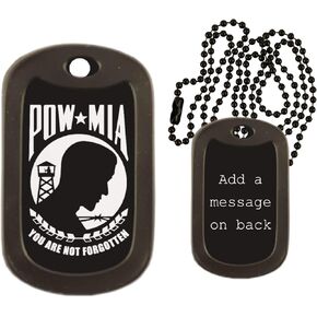 POW MIA Military Dog Tag Necklace - Custom Engraved - Made in USA in Saudi Arabia