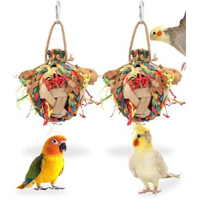 Wontee Bird Toys Colorful Shredding Crinkles Foraging Toys Natural Dried Fruits Chew for Cockatiels Conures Parakeets Budgies Senegal (1 Pack) in Kuwait