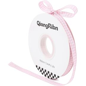 QIANGRIBN Yellow Gingham Ribbon, 3/8" x 50 Yards Soft Polyester Checkered & Plaid Ribbon for Gift Wrapping DIY Crafts Hair Bows Bouquets & Party Baking Valentine's Day Easter Holiday Decorations in Saudi Arabia