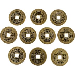 10PCS Chinese Luck Coins Brass I Ching Fortune Coins for Success Wealth Divination Decor 1.1inch Width in Saudi Arabia