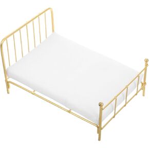 Totority Realistic Iron Frame Miniature Bed 1/12 Scale Dollhouse Bedding Comfortable Queen Size for Dollhouse Living Room Decor in Kuwait