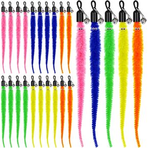 25 Pcs Cat Worm Toy Replacement Teaser with Bell, Colorful Fuzzy Worms Interactive Cat Wand Attachment Toys Cats Wand Toys for Indoor Cats Kitten Play Exercise in Saudi Arabia