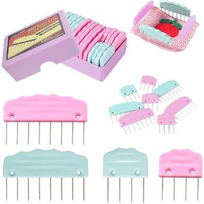 مجموعة دبابيس حجب الحياكة 20 قطعة، أمشاط حجب الحياكة لسجادات لوحة حجب الحياكة الكروشيه، دبابيس حجب متماسكة لمشاريع الكروشيه أداة مشاريع تطريز الدانتيل (وردي أزرق) in Kuwait