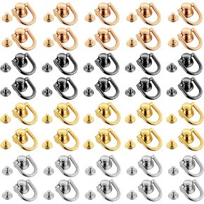 40 Pcs D Rings for Purse, Small Stud Screw Rivets for Leather Crafting, Versatile Purse Rotatable D Ring Stud, Wallet Crossbody Conversion Kit (Black+Silver+Gold+Light Gold) in Kuwait