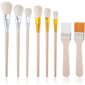 8 PCS Mop Brush for Acrylic Painting Professional Blending Brush Assorted Size Artist Brushes with Wooden Handle for Acrylic, Watercolor, Gouache Oil in Kuwait