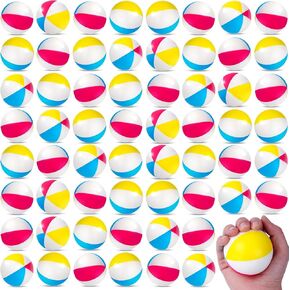 96 PCS Beach Leach Calls Bulk 2 "Mini Relief Lough Ball Pu Foam Squeezy Balls Summer Swimming Pool Game Toy Rainbow Beach Ball for Hawaiian Beach Birthday Party Form in Kuwait