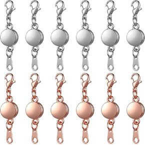 Hicarer 12 قطعة قفل مغناطيسي للمجوهرات، قلادة دائرية، مشبك إغلاق، موسع سوار لصنع المجوهرات (فضي، ذهبي وردي) in Kuwait