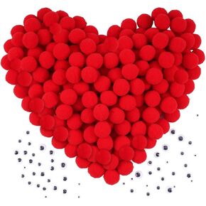 Caydo 650 Pieces Valentine Day’s Glitter Pom Poms, Small Craft Pompoms for Valentines Day DIY, Creative Crafts Decorations ( 3 Sizes -10mm,15mm,20mm) in Kuwait