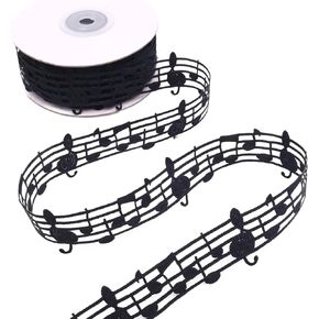 Golden Music Note Ribbon Grosgrain Ribbon Notation Craft Music Accessories Trim for Homecoming Mum Supplies Christmas (20 Yards/Roll) in Kuwait