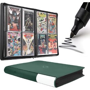 غلاف D DACCKIT Premium Comic Binder - يحمل 96 كاريكاتير، ألبوم كتب هزلية بأكمام يناسب القصص المصورة العادية والقصص المصورة المعبأة والمغلفة (الموديل C، أسود كلاسيكي) in Kuwait