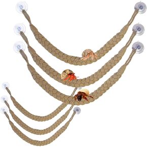 kathson Hermit Crab Climbing Toys, Hermit Crab Climbing Rope Ladder with 10 Hook Suction Cup Reptile Tank Terrarium Accessories for Lizards Snakes Geckos (3pcs Beige) in Kuwait
