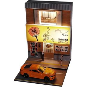 ديوراما مطعم سوشي بمستويين 1:64 مع أضواء LED - عرض مشهد شارع مصغر للسيارات المصبوبة والعجلات الساخنة in Kuwait