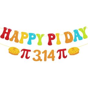 Happy Pi Day Banner - Sparkling Glitter Pi Day Party Decorations, Pre-Strung Math Garland with Pi Symbols for STEM Party & Classroom, 42" Adjustable Length in Kuwait