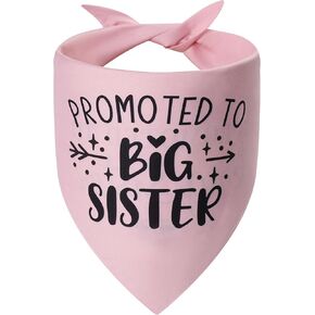 تمت ترقيته إلى Big Sister Dog Bandana Large قطعة واحدة، وشاح وردي مثلث قابل للتعديل، إعلان الحمل، مولود جديد للعائلة. in Kuwait