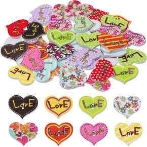Penta Angel Mixed Heart Shape Buttons 50Pcs Assorted Pattern & Color Flat Back 2 Holes Love Wooden Painting Buttons Embellishments for Craft Sewing Scrapbooking DIY Valentine’s Day Decor (50) in Saudi Arabia