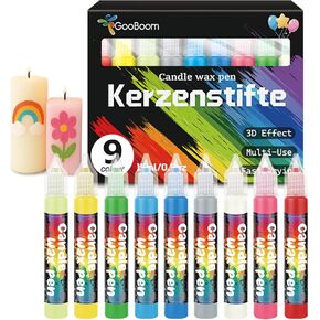 GooBoom Candle Wax Pen, 9-Color Candle Painting kit for DIY Projects, Birthday Party, Special Occasions Create Colorful Candles, Acrylic Paints Safe and Non-Toxic(15ML/0.5OZ) in Kuwait