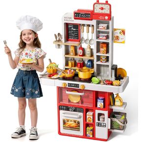 مجموعة مطبخ للأطفال، 88 قطعة مجموعة مطبخ للعب للأطفال الصغار 3-5، موقد الطبخ، ملحقات الألعاب مع الضوء والصوت، ألعاب المطبخ التظاهري، مجموعة ألعاب هدايا عيد الميلاد للفتيات 1 2 3 4 5 سنوات in Kuwait