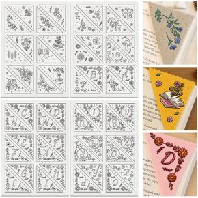 48Pcs A-Z Alphabet Flower Bookmark Embroidery Pattern Stabilizer, 8.3"x11.7" Flower Vine Water Soluble Stick and Stitch Embroidery Sticker, 4 Sheets Letter Hand Sewing DIY Embroidery Paper in Saudi Arabia