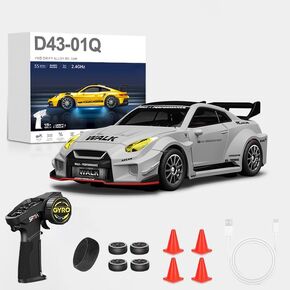 1:43 Scale Mini Drift Car - 2.4GHz Full Proportional 4WD Alloy RC Drift Racsing Car with Gyro, Silent Bearings, Adjustable Speed & Dynamic LED Lighting in Kuwait