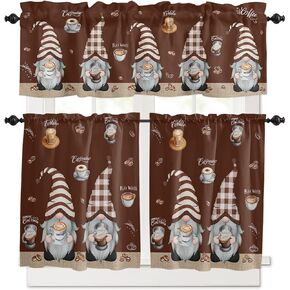 ستارة القهوة DaringOne، ستائر نافذة من البوليستر للحمام، ستائر جيب قضيب للمقهى وغرفة المعيشة - لوحة واحدة مقاس 54 × 18 بوصة، كوب من حبوب الشاي والقهوة باللون البني العتيق in Kuwait