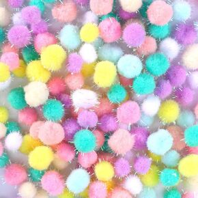 200 Pcs Cat Pom Pom Balls 0.5 Inch & 0.4 Inche Extra Large Sparkle Interactive Cat Ball Toy Assorted Color Flash Ball for Exercise and Entertainment in Kuwait