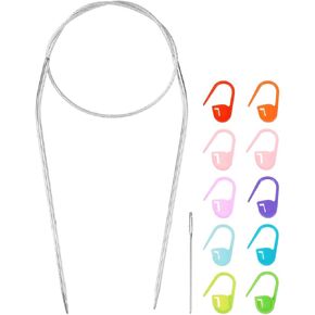 إبر الحياكة HARFINGTON مقاس أمريكي 11(8 مم) إبرة دائرية 24 بوصة (60 سم) معدنية مستديرة من الفولاذ المقاوم للصدأ للمشروعات اليدوية الحياكة ذاتية الصنع in Kuwait