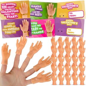 بطاقات الأيدي الصغيرة لعيد الحب من ArtCreativity - مجموعة من 28 - بطاقات عيد الحب للأيدي الصغيرة مع دمى الأصابع للحفلات المدرسية، وتبادل الهدايا في الفصول الدراسية للأطفال، وهدايا الحفلات الممتعة العائلية in Kuwait