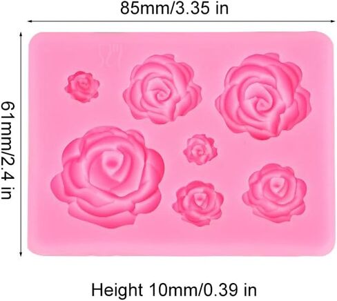 6 PCS Rose Flower Chocolate Silicone Molds, TuNan Candle Decoration Fondant Cupcake Cake Decorating Tools Wedding Candy Sugarcraft Floral Styel Mould in Saudi Arabia
