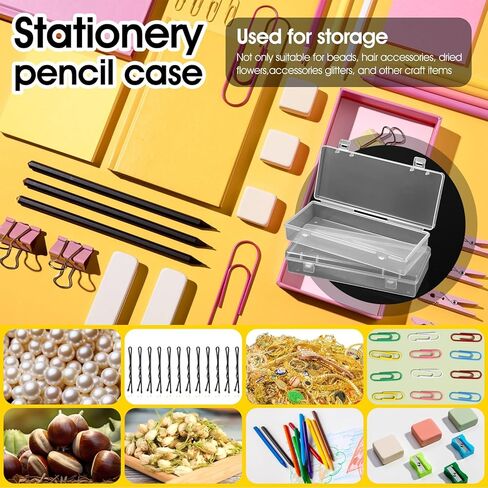 14 Pack Clear Plastic Storage Boxes, Rectangular Containers with Hinged Lids, 6 inch Small Organizers for Beads, Crafts, Jewelry, Pens, 6.1x2.52x1.18In in Saudi Arabia