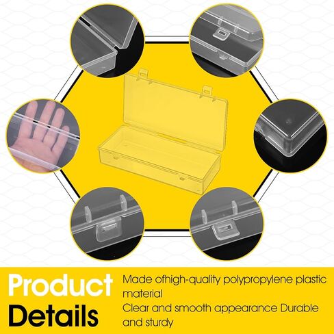 14 Pack Clear Plastic Storage Boxes, Rectangular Containers with Hinged Lids, 6 inch Small Organizers for Beads, Crafts, Jewelry, Pens, 6.1x2.52x1.18In in Saudi Arabia