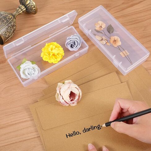 14 Pack Clear Plastic Storage Boxes, Rectangular Containers with Hinged Lids, 6 inch Small Organizers for Beads, Crafts, Jewelry, Pens, 6.1x2.52x1.18In in Saudi Arabia