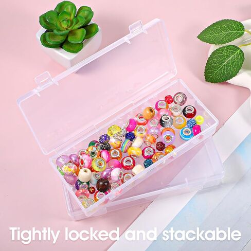 14 Pack Clear Plastic Storage Boxes, Rectangular Containers with Hinged Lids, 6 inch Small Organizers for Beads, Crafts, Jewelry, Pens, 6.1x2.52x1.18In in Saudi Arabia