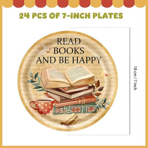 96 Pcs Reading Party Supplies for Kids Teens Read Book Theme Birthday Party Decorations Tableware Set Includes Plates Napkins Forks for 24 Guests in Saudi Arabia