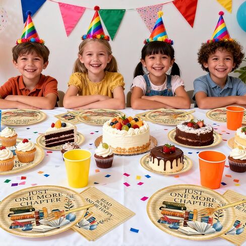 96 Pcs Reading Party Supplies for Kids Teens Read Book Theme Birthday Party Decorations Tableware Set Includes Plates Napkins Forks for 24 Guests in Saudi Arabia