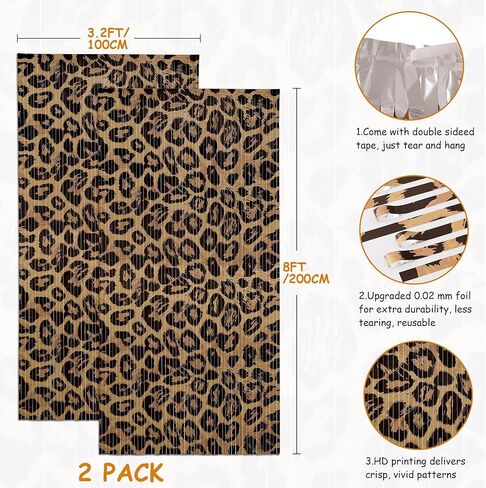 2 Pack Cheetah Backdrop Party Decorations Leopard Print Fringe Backdrop Foil Fringe Birthday Decorations for Wild Party Decor for Birthday, Bachelorette Photo Booth in Saudi Arabia