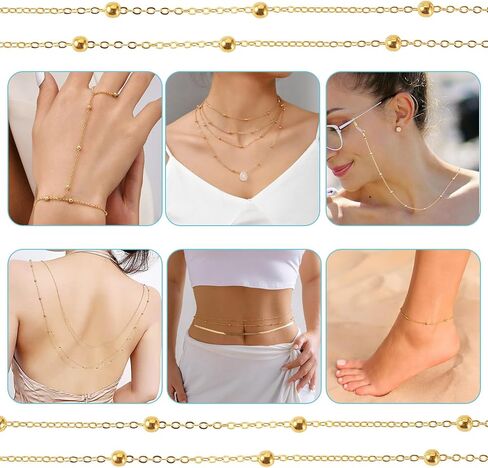 16.4ft سلاسل الكابلات النحاسية المسطحة البيضاوية سلاسل الأقمار الصناعية غير الملحومة مع الخرز المستديرة DIY بها بنفسك قلادة الحبل سوار صنع المجوهرات، ذهبي، 2.2x1.7x0.23mm in Saudi Arabia