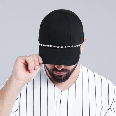 4 قطع من 4 أنماط من سلاسل قبعة سائق الشاحنة، سلاسل قبعة سائق الشاحنة على طراز الهيب بوب الساحرة DIY من اللؤلؤ/النحاس حجر الراين لتزيين سلاسل إكسسوارات القبعة من أجل قبعة بيسبول شبكية، مستلزمات الحفلات، 28.5 سم in Saudi Arabia