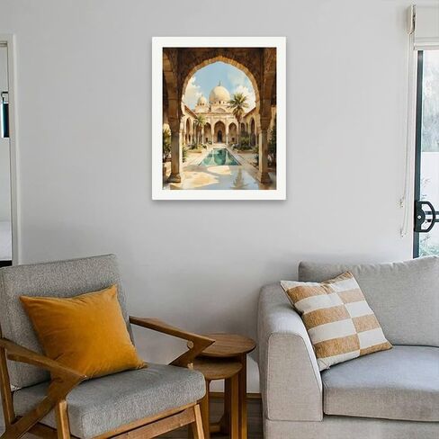 Architectural Elegance Paint by Numbers Kit for Adults - DIY Mosque Painting on Canvas 16x20 Inches, Acrylic Paint Set, Suitable for Beginners, Ideal for Home Decoration or Gifts in Saudi Arabia