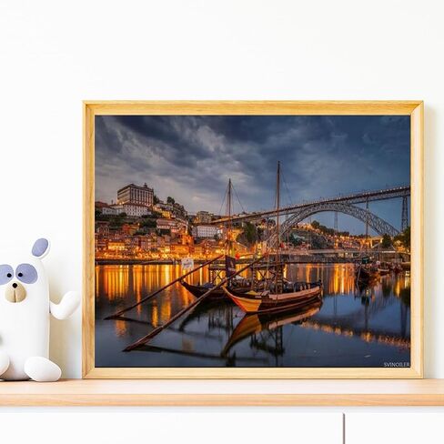 لوحة SVINOILER Dom Luis I Bridge Sailing Bay Porto Portugal اللوحة بواسطة أرقام DIY مجموعة الطلاء الزيتي القماشي لوحة رقمية 16 × 20 بوصة in Saudi Arabia