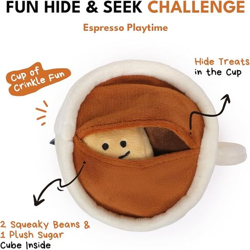 CHEWFFON Dog Coffee Cup Toy, Interactive Hide-and-Seek Burrow Toy, Cute Squeaky Toys for Boredom, Enrichment Crinkle Snuffle Dog Toy, Puzzle Toys for All Breeds in Saudi Arabia