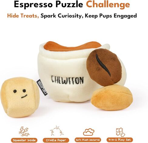 CHEWFFON Dog Coffee Cup Toy, Interactive Hide-and-Seek Burrow Toy, Cute Squeaky Toys for Boredom, Enrichment Crinkle Snuffle Dog Toy, Puzzle Toys for All Breeds in Saudi Arabia