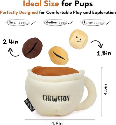 CHEWFFON Dog Coffee Cup Toy, Interactive Hide-and-Seek Burrow Toy, Cute Squeaky Toys for Boredom, Enrichment Crinkle Snuffle Dog Toy, Puzzle Toys for All Breeds in Saudi Arabia