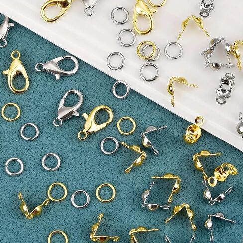 342PCS Lobster Claw Clasps for Jewelry Making Kit, Lobster Clasp Set with Open Jump Rings Connectors Jump Ring Opener and Tweezer for Jewellery DIY Craft (Gold,Silver) in Saudi Arabia