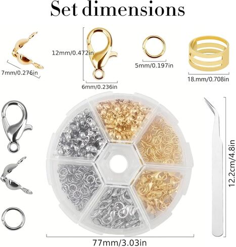 342PCS Lobster Claw Clasps for Jewelry Making Kit, Lobster Clasp Set with Open Jump Rings Connectors Jump Ring Opener and Tweezer for Jewellery DIY Craft (Gold,Silver) in Saudi Arabia