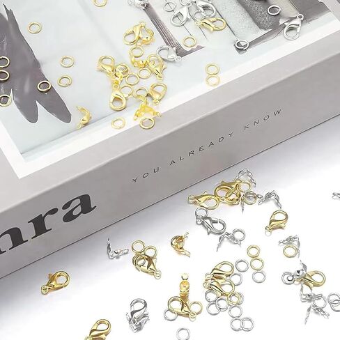 342PCS Lobster Claw Clasps for Jewelry Making Kit, Lobster Clasp Set with Open Jump Rings Connectors Jump Ring Opener and Tweezer for Jewellery DIY Craft (Gold,Silver) in Saudi Arabia