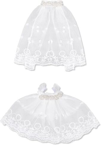6.69 Inch Doll Wedding Dress Set, Fluffy Bridal Gown with Veil 2-Piece Doll Clothes Set for Display Decoration (White) in Saudi Arabia