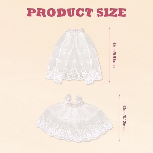 6.69 Inch Doll Wedding Dress Set, Fluffy Bridal Gown with Veil 2-Piece Doll Clothes Set for Display Decoration (White) in Saudi Arabia