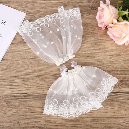 6.69 Inch Doll Wedding Dress Set, Fluffy Bridal Gown with Veil 2-Piece Doll Clothes Set for Display Decoration (White) in Saudi Arabia