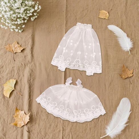 6.69 Inch Doll Wedding Dress Set, Fluffy Bridal Gown with Veil 2-Piece Doll Clothes Set for Display Decoration (White) in Saudi Arabia